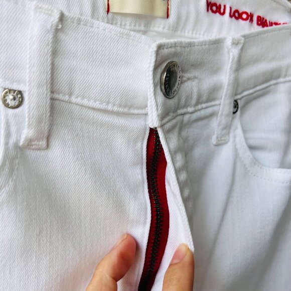 Alice + Olivia Beautiful High Rise Bell jeans, white, Size 25 N60 - Picture 6 of 11